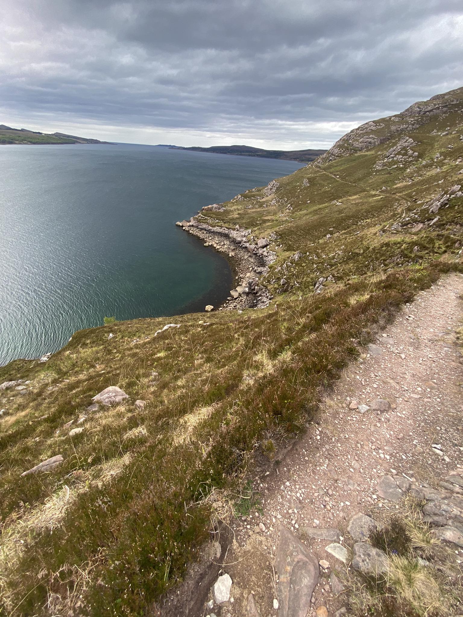 Walking path overlooking Loch Broom in the Scottish Highlands